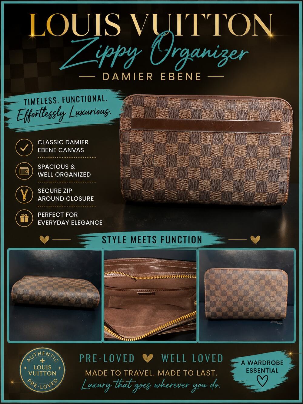 LS004 Louis Vuitton Damier Ebene Pochette Saint Louis Clutch*2007
